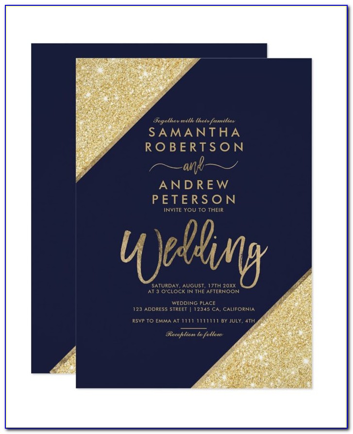 Dusty Blue And Gold Wedding Invitations