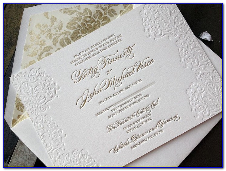 Elegant White And Gold Wedding Invitations