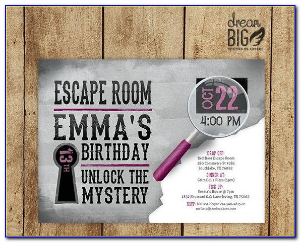 Escape Room Birthday Party Invitations