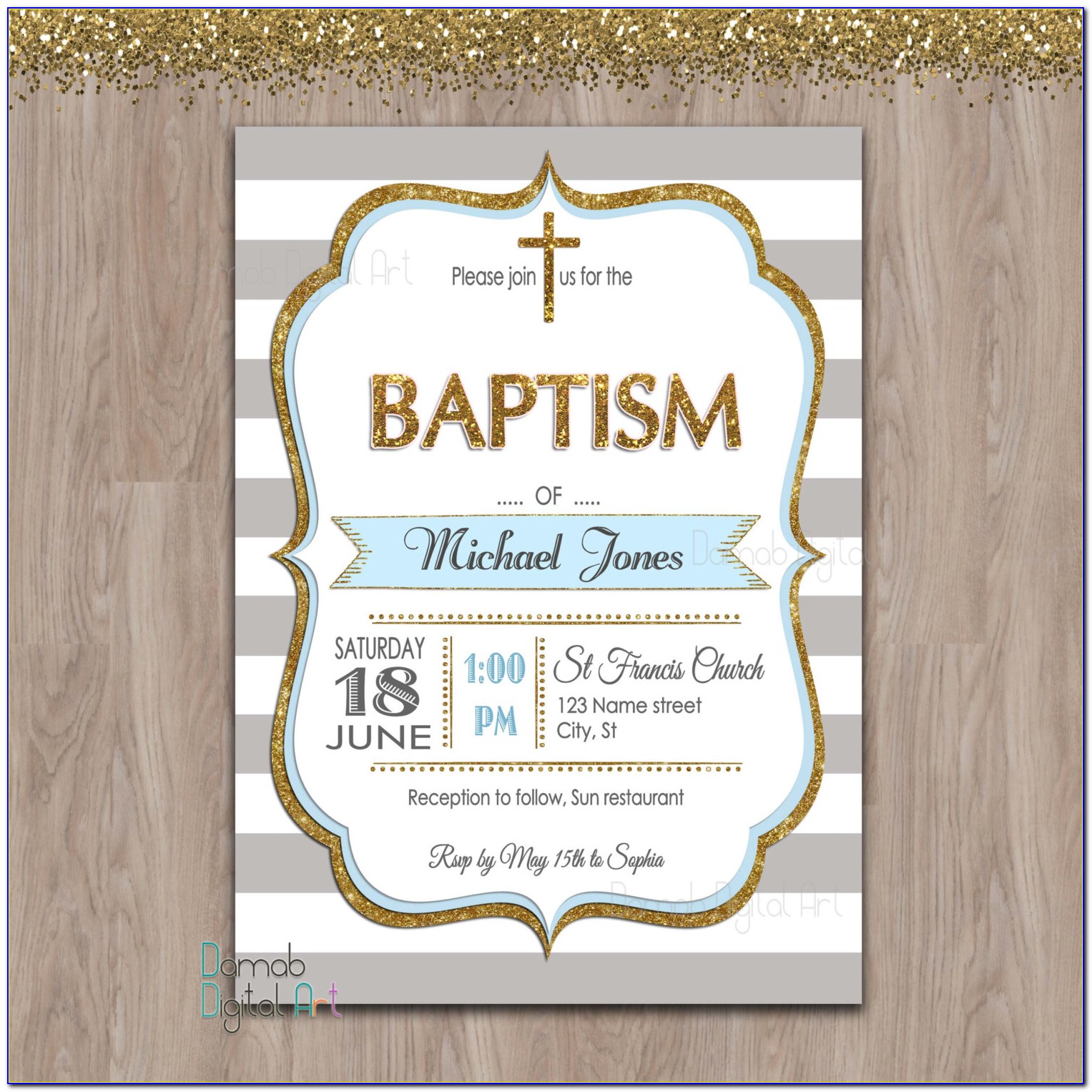 Etsy Baptism Invitations Boy