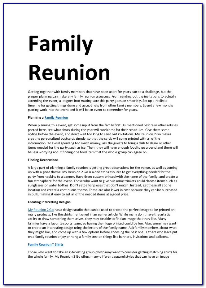 Family Reunion Invitation Letter