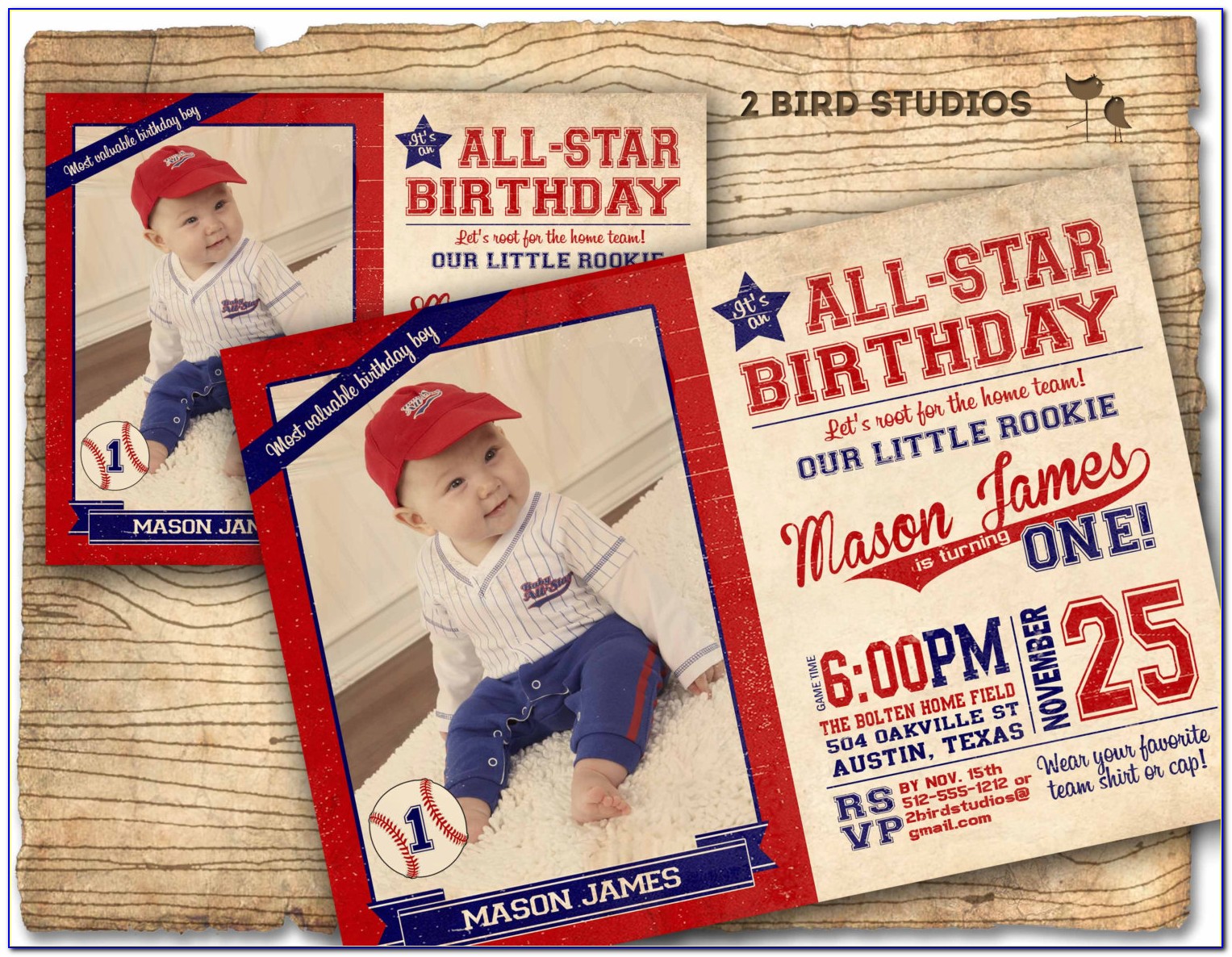 First Birthday Party Invitations Baseball