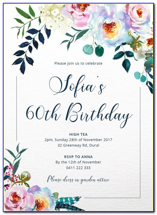 Floral Birthday Invitation Sample