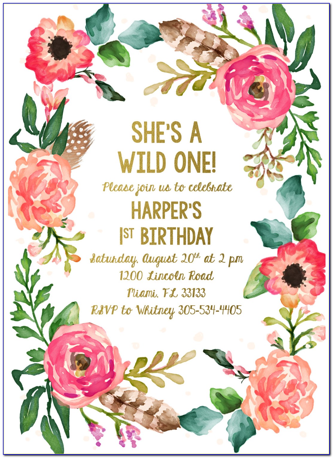 Floral Birthday Invitations Free Printable