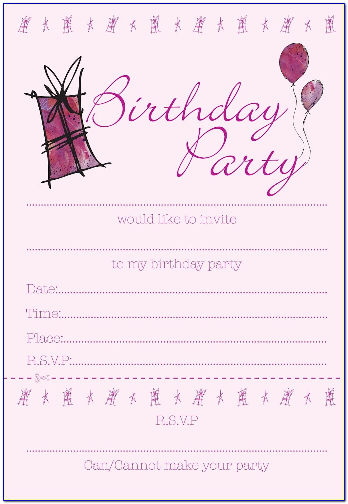 Free Birthday Invitations Card