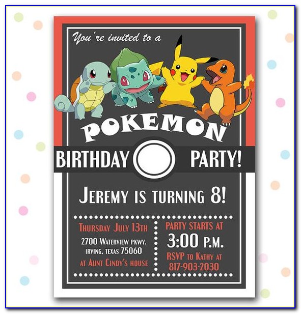 Free Custom Pokemon Birthday Invitations