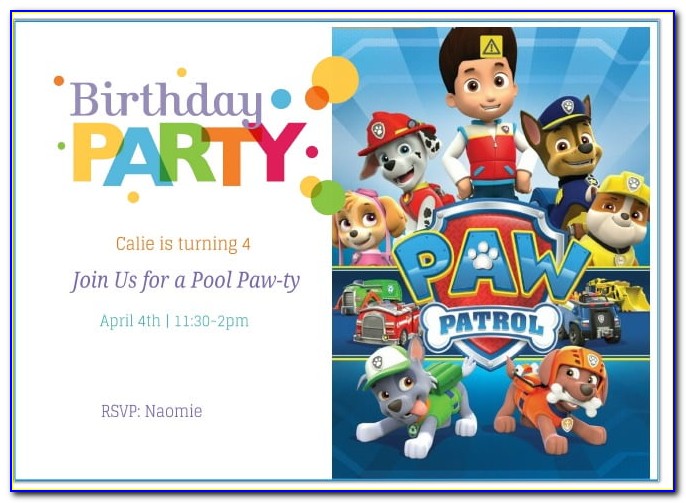 Free Digital Paw Patrol Birthday Invitations