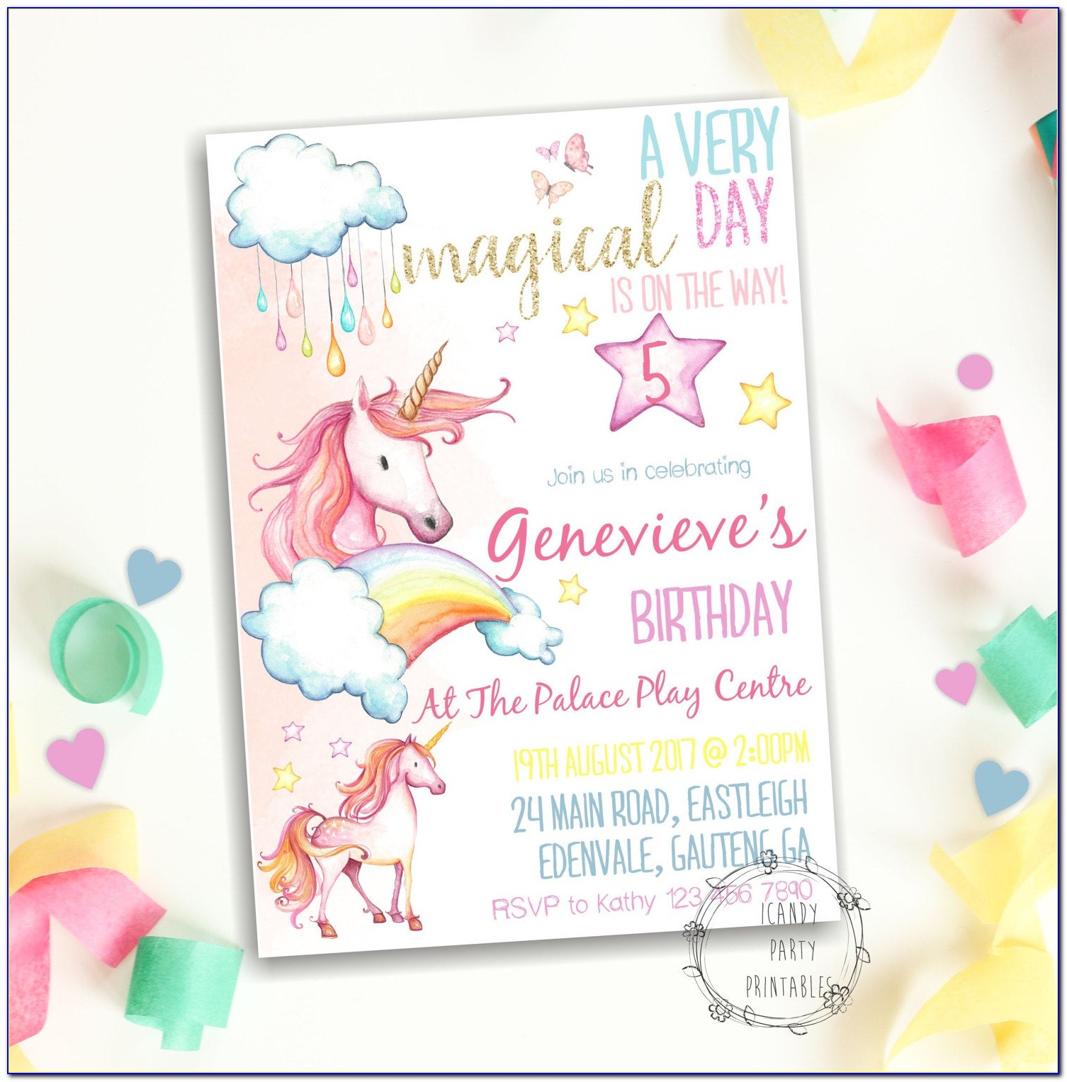 Free Editable Unicorn Baby Shower Invitation Templates