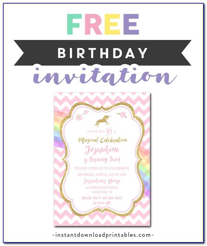 Free Editable Unicorn Birthday Invitations
