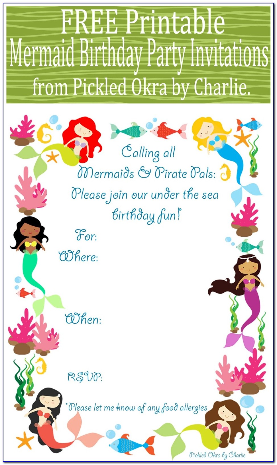 Free Little Mermaid Invitations