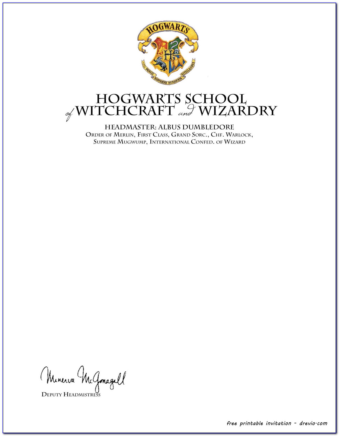 Free Printable Harry Potter Wedding Invitations