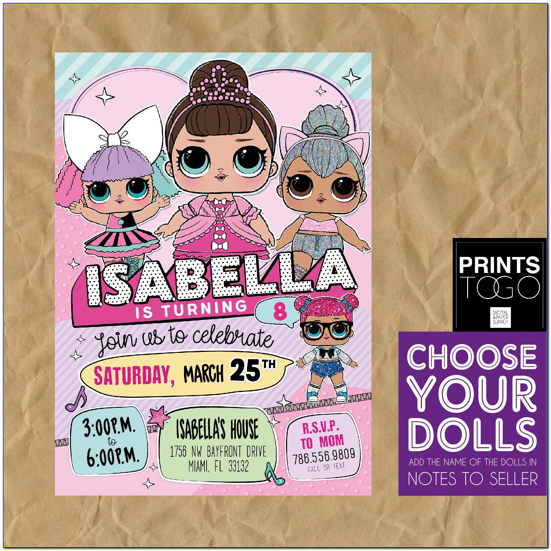 Free Printable Lol Surprise Doll Birthday Invitations