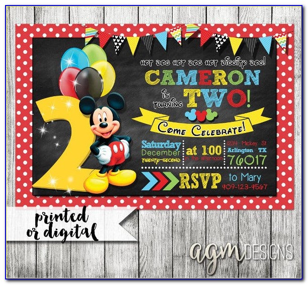 Free Printable Mickey Mouse 2nd Birthday Invitations