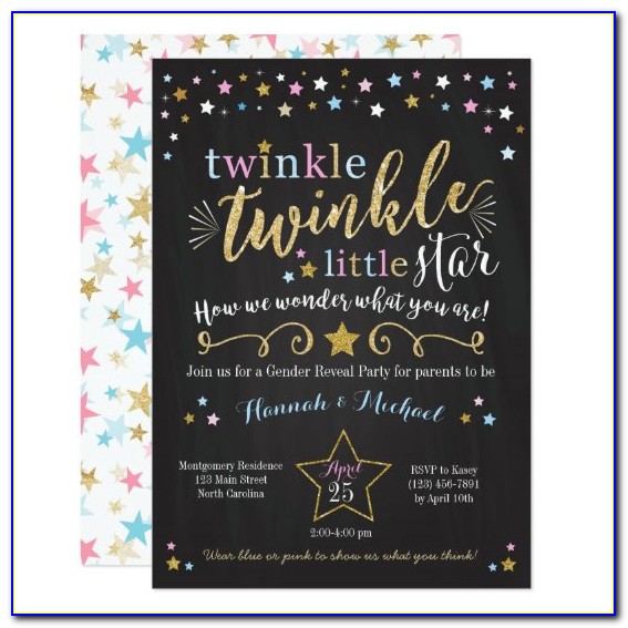 Free Printable Twinkle Twinkle Little Star Gender Reveal Invitations