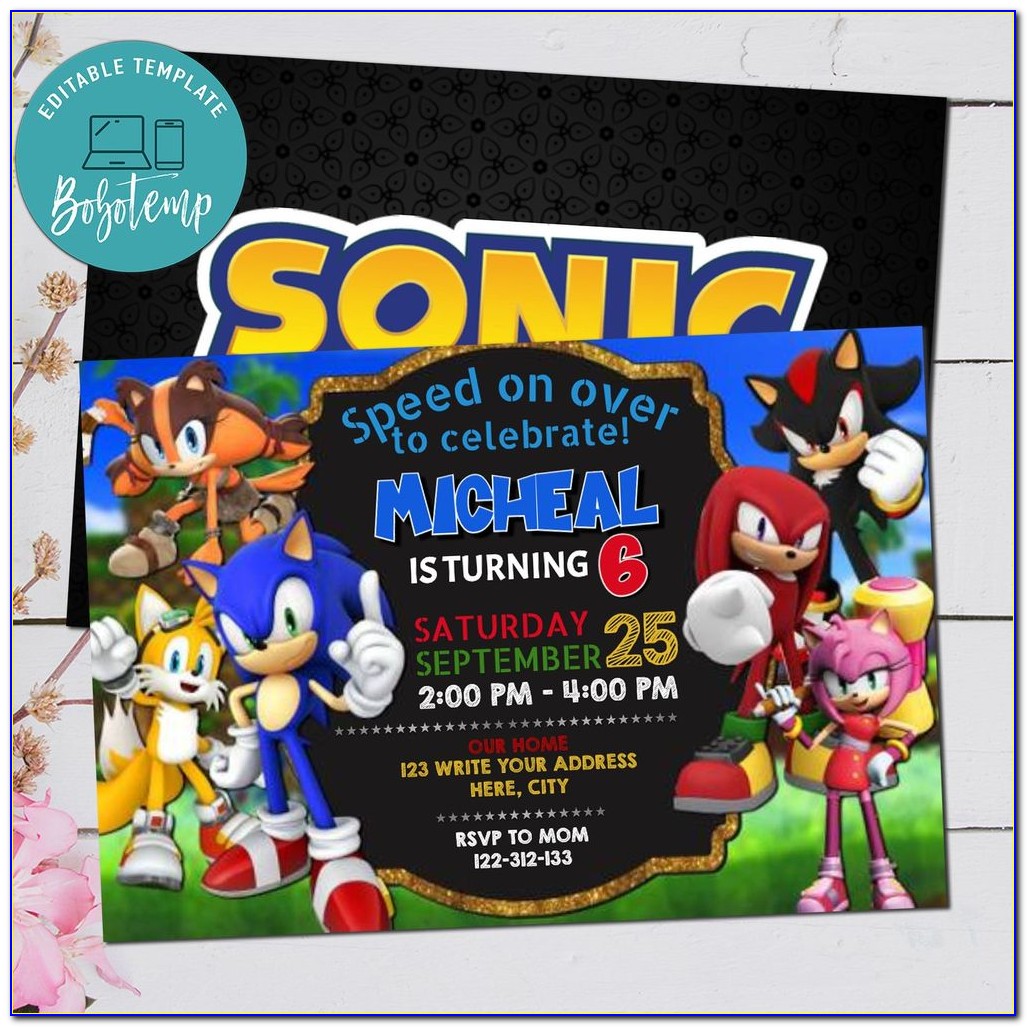 Free Sonic The Hedgehog Invitations