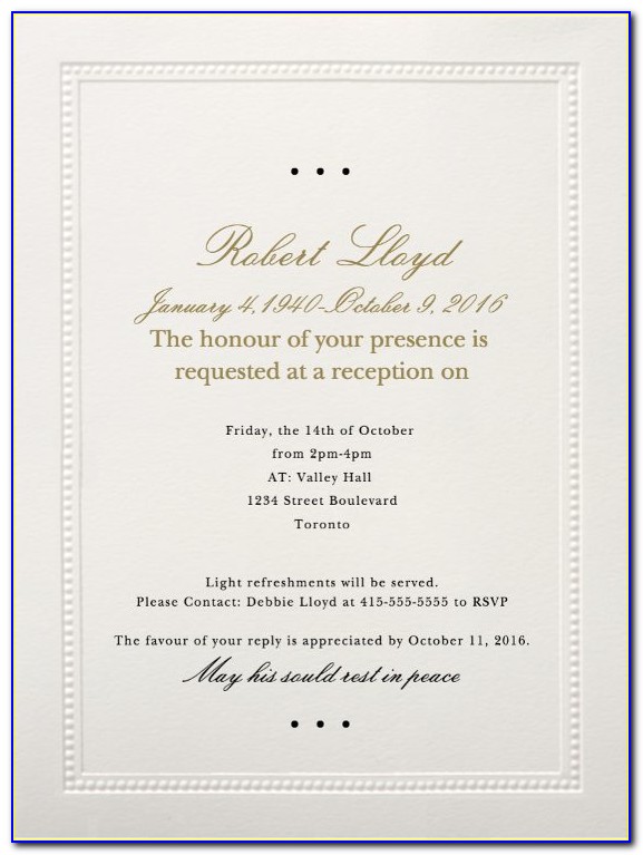 Funeral Invitation Wording Examples