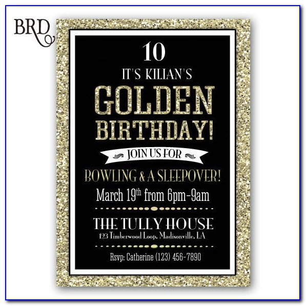 Golden Birthday Invitation Card Design