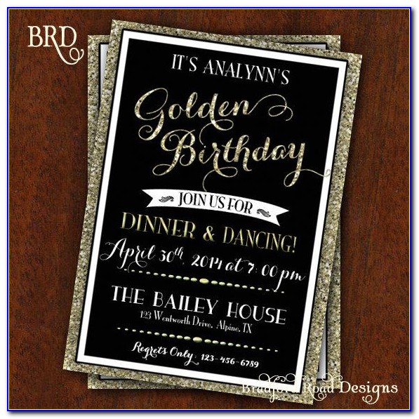 Golden Birthday Invitation Card