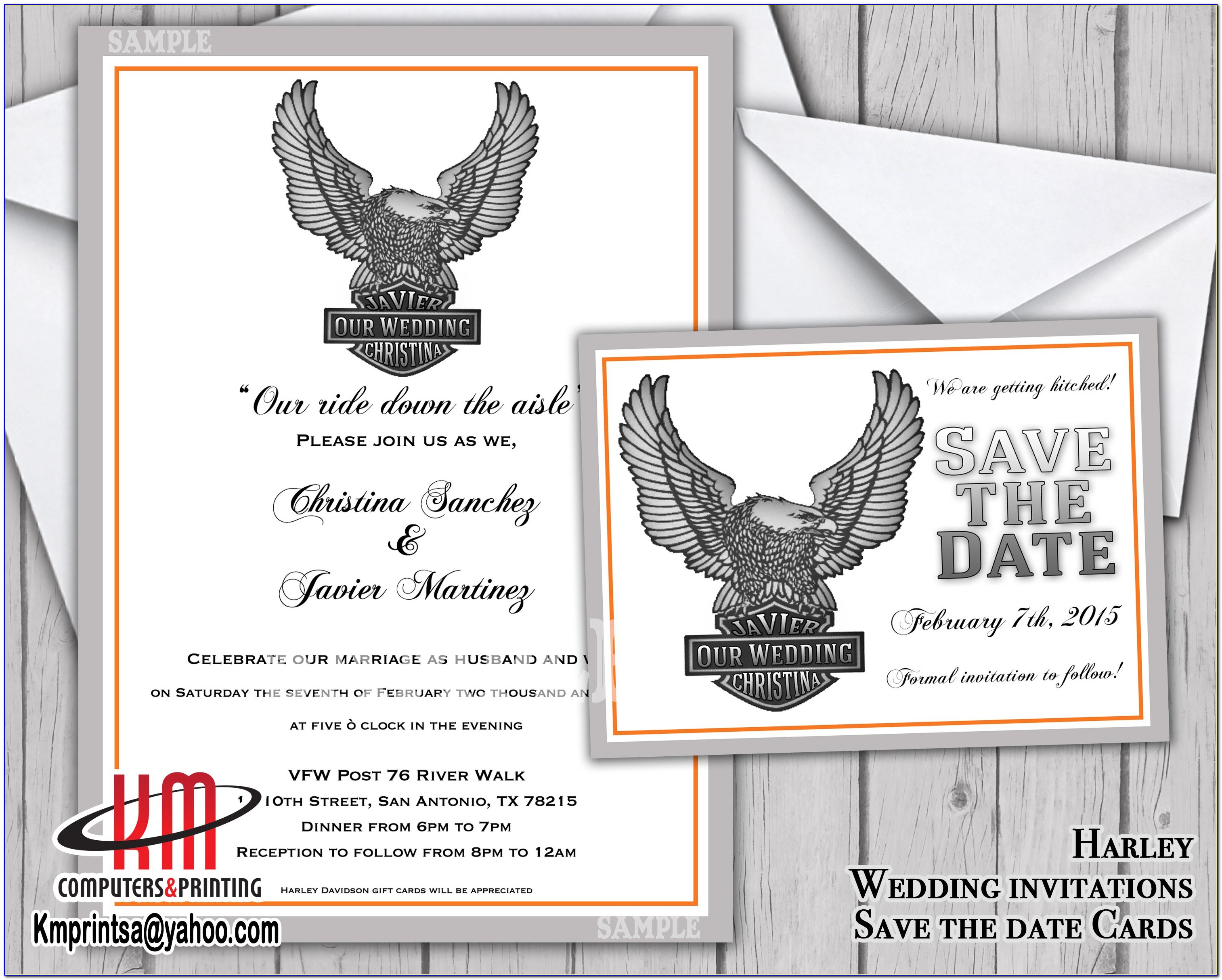 Harley Davidson Themed Wedding Invitations