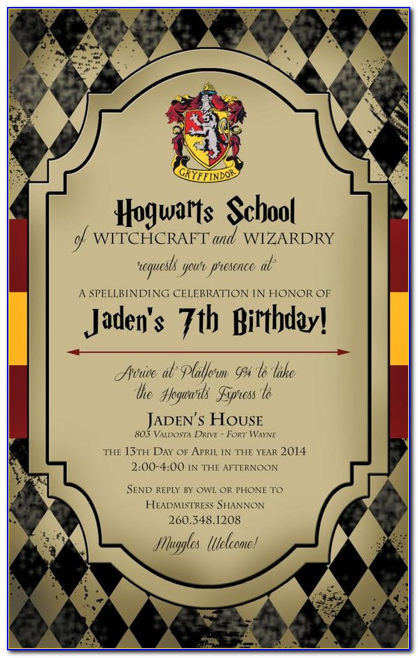 Harry Potter Birthday Invitations Printable Free