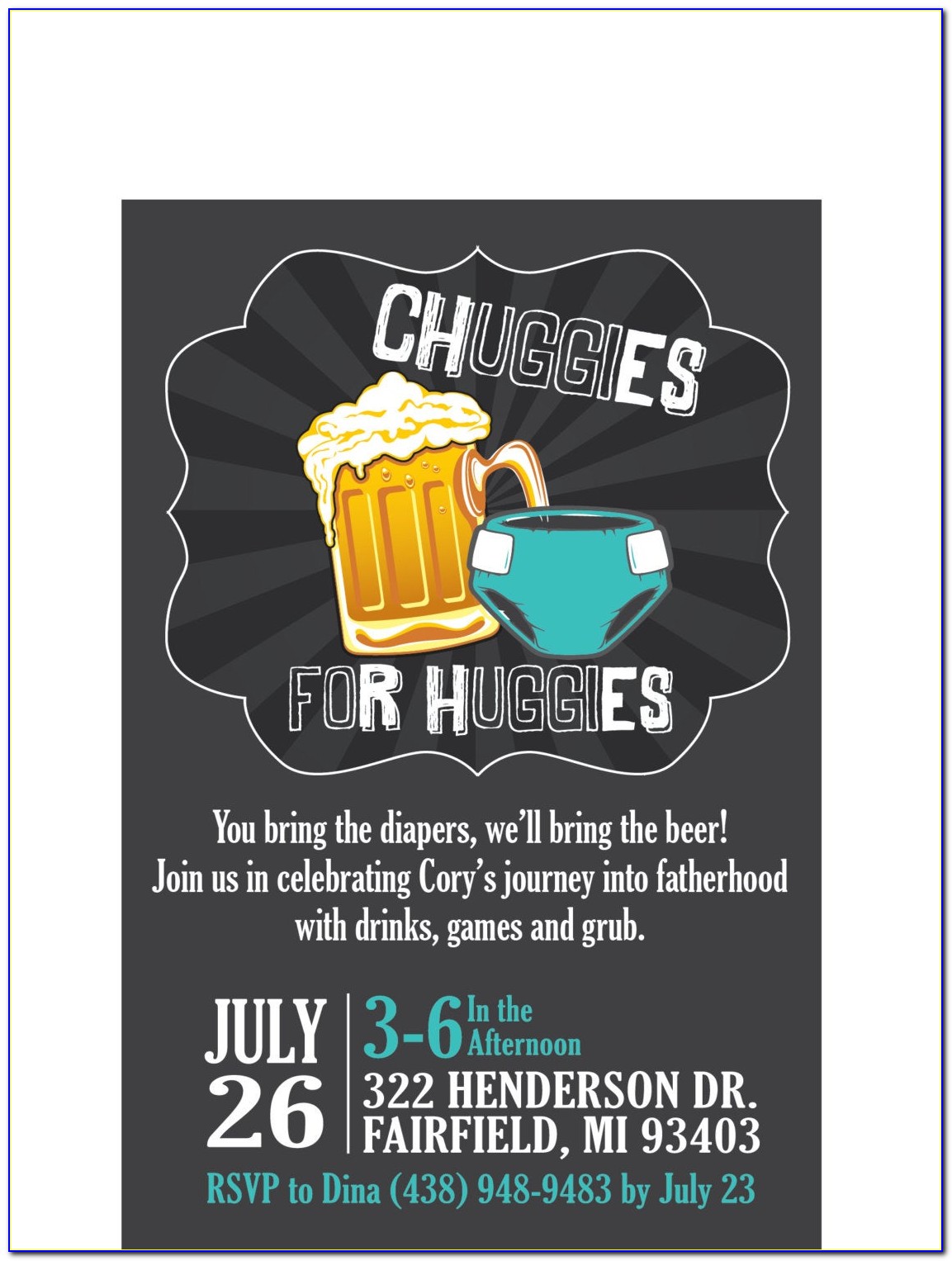 Huggies And Chuggies Party Invite