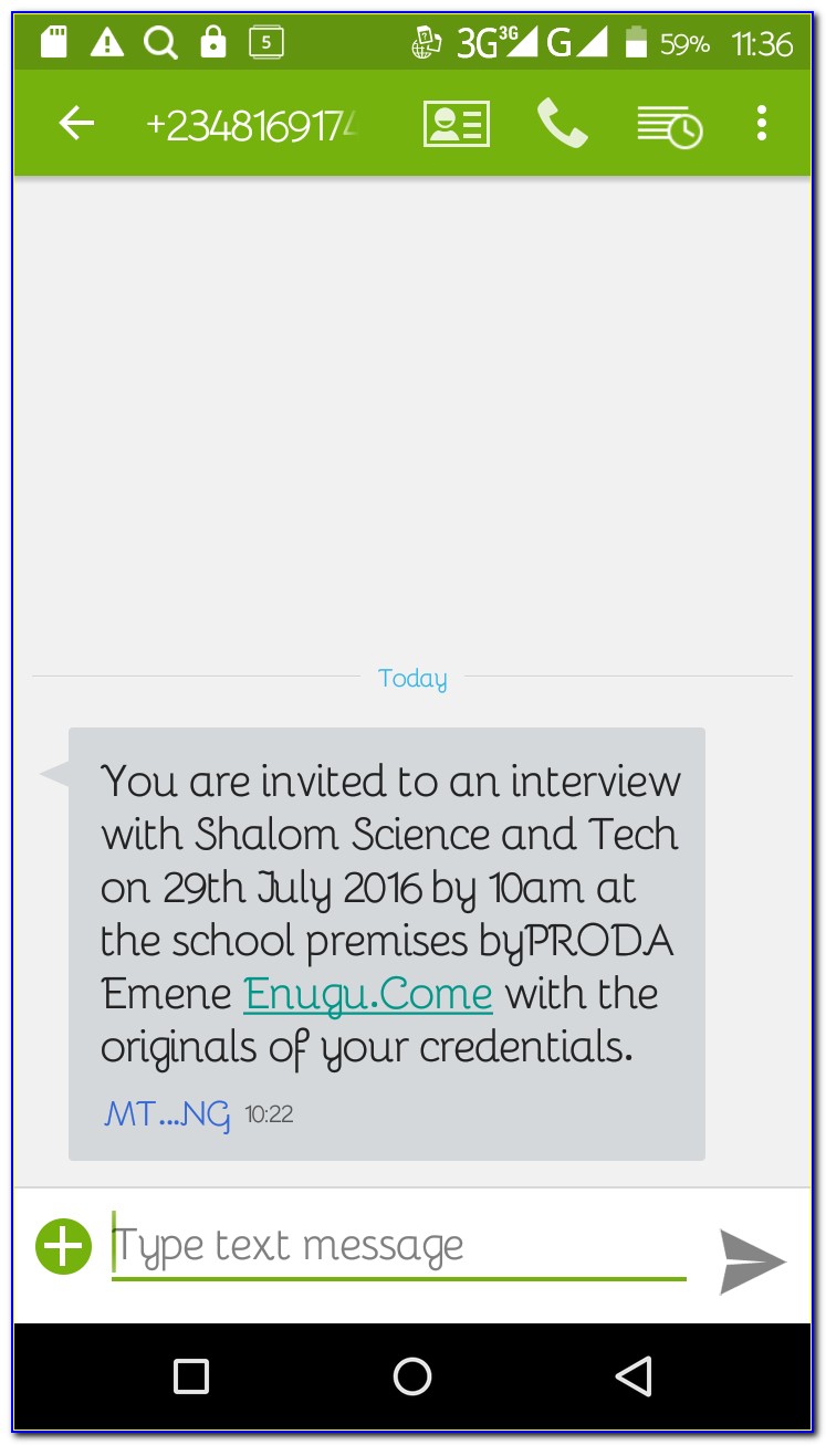Interview Invitation Text Message Sample