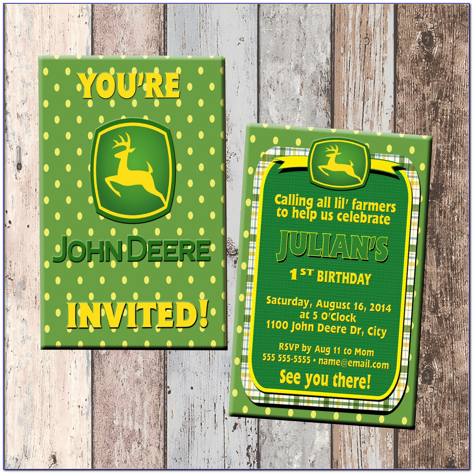 John Deere 2nd Birthday Invitations