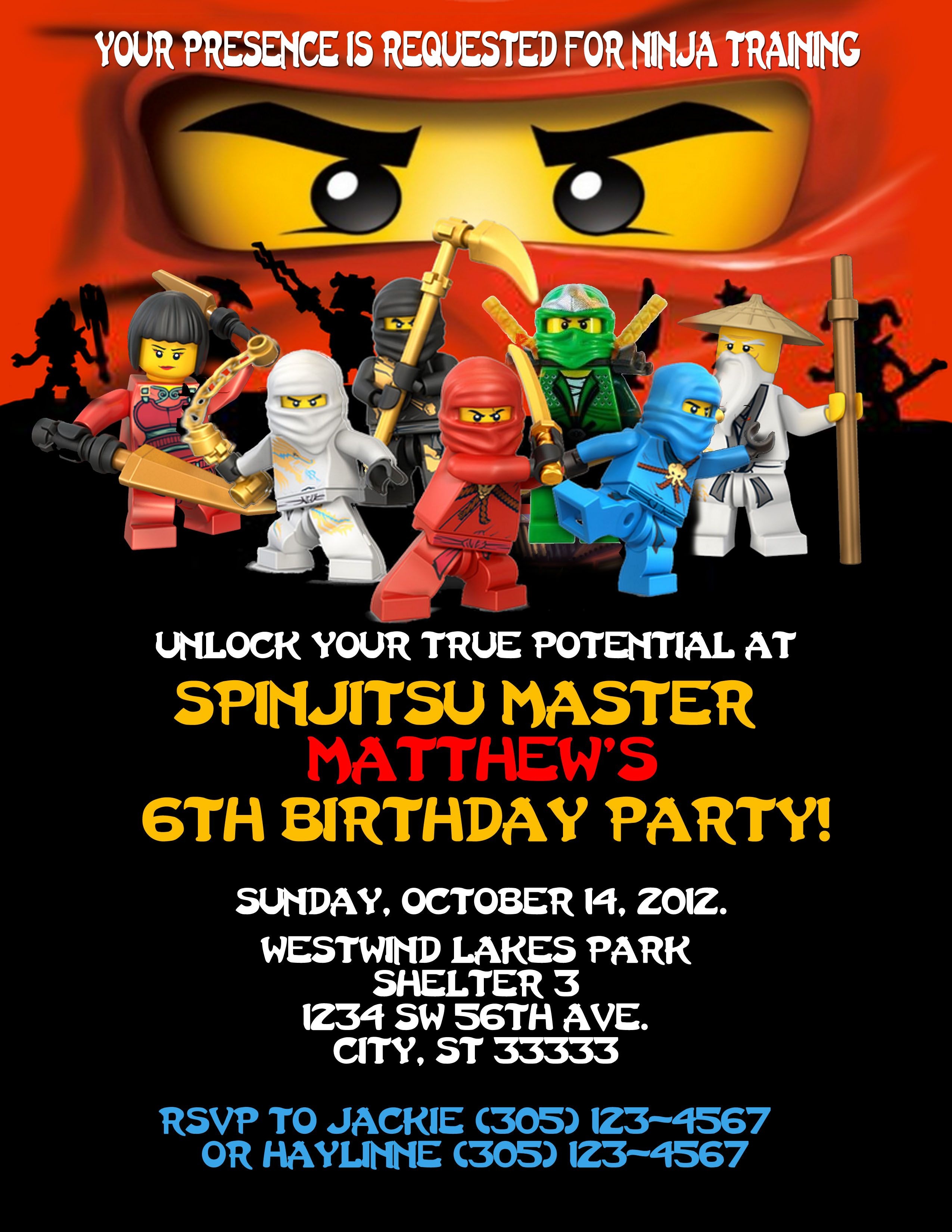 Ninjago Birthday Invitation. Created On Photoshop. Can Customize For Lego Ninjago Party Invitations Printable Free