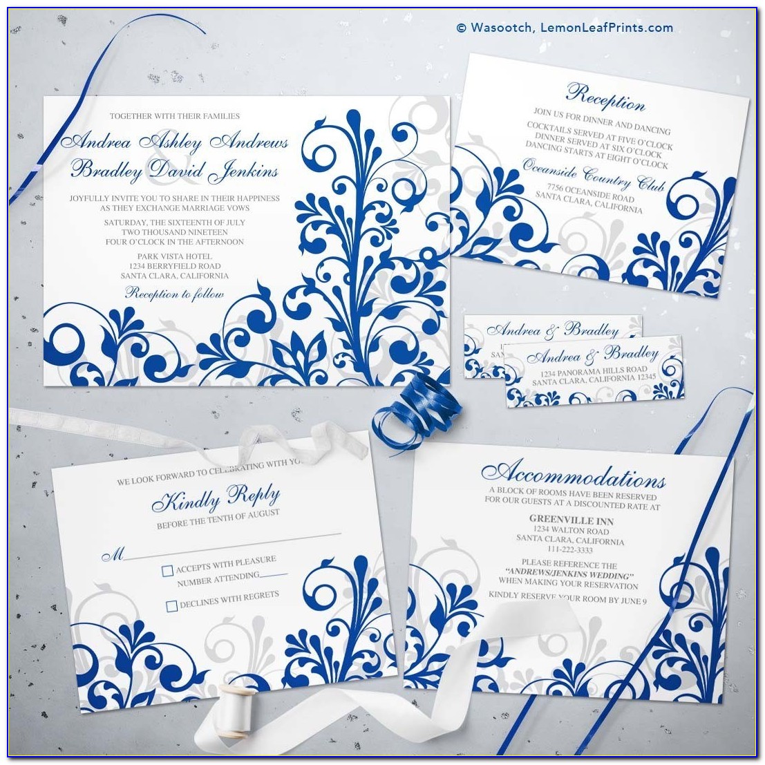 Light Blue And White Wedding Invitations