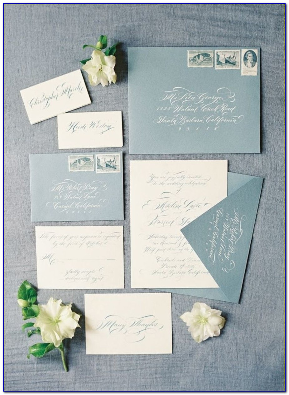Light Blue Silver Wedding Invitations