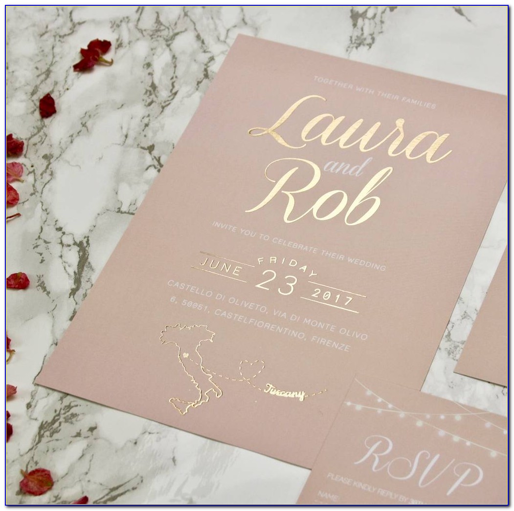 Light Pink And Gold Wedding Invitations
