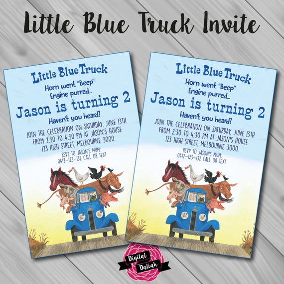 Little Blue Truck Invitation Free