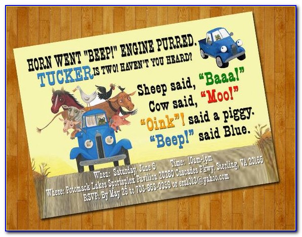 Little Blue Truck Party Invitations Free