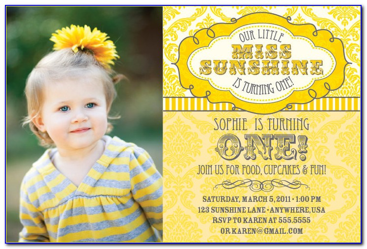 Little Miss Sunshine Birthday Invitations