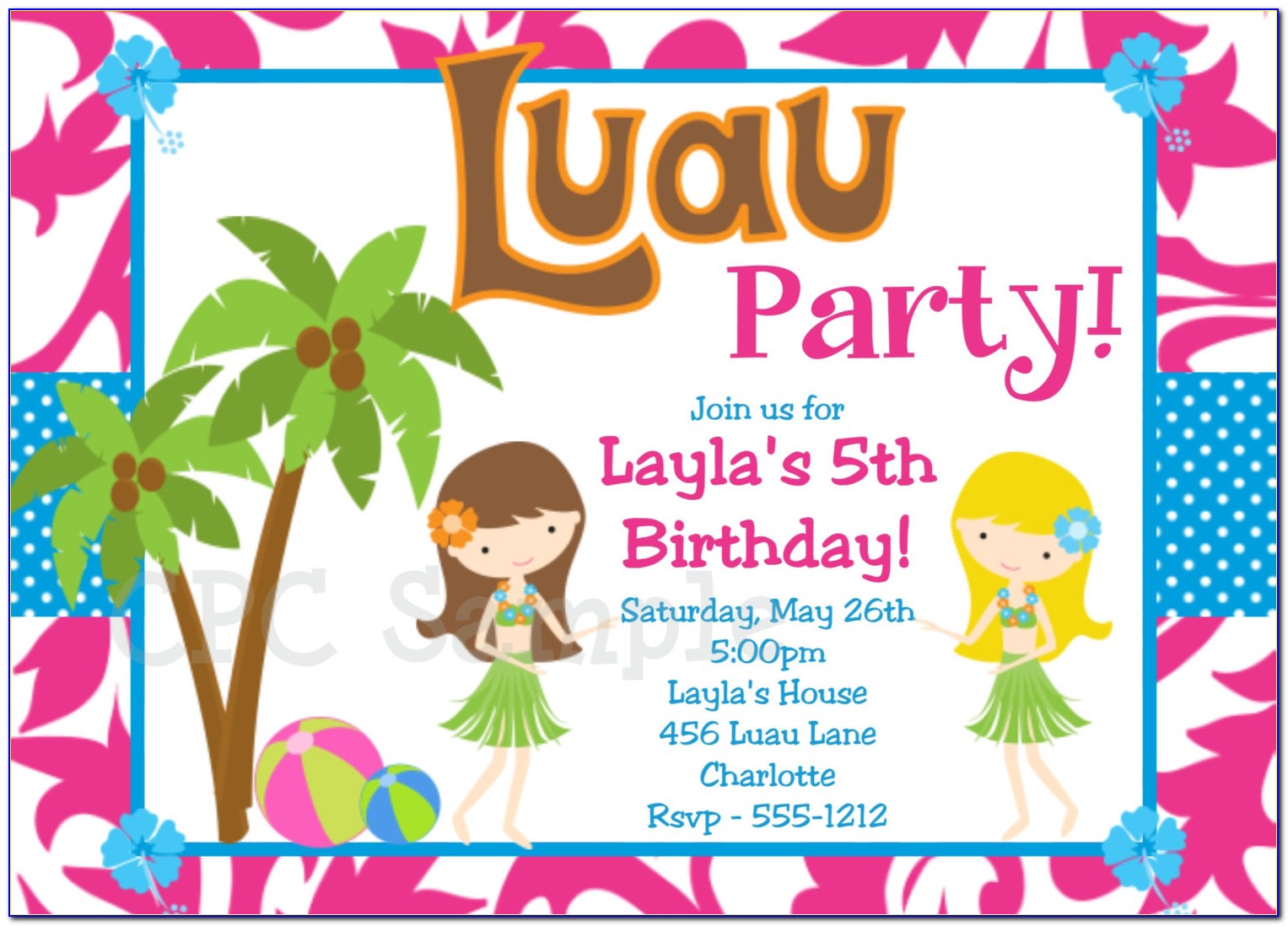 Luau Birthday Invitations Picture