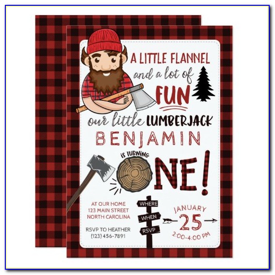Lumberjack 1st Birthday Invitations