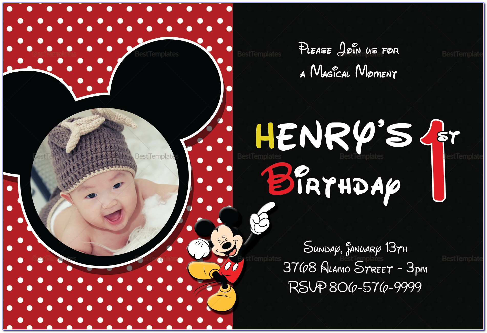 Mickey Halloween Birthday Invitations