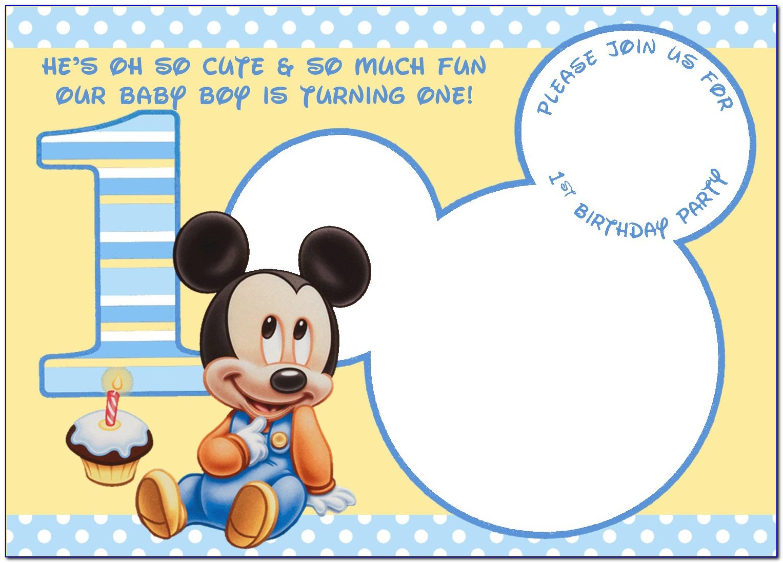 Mickey Mouse 1st Birthday Invitations Etsy