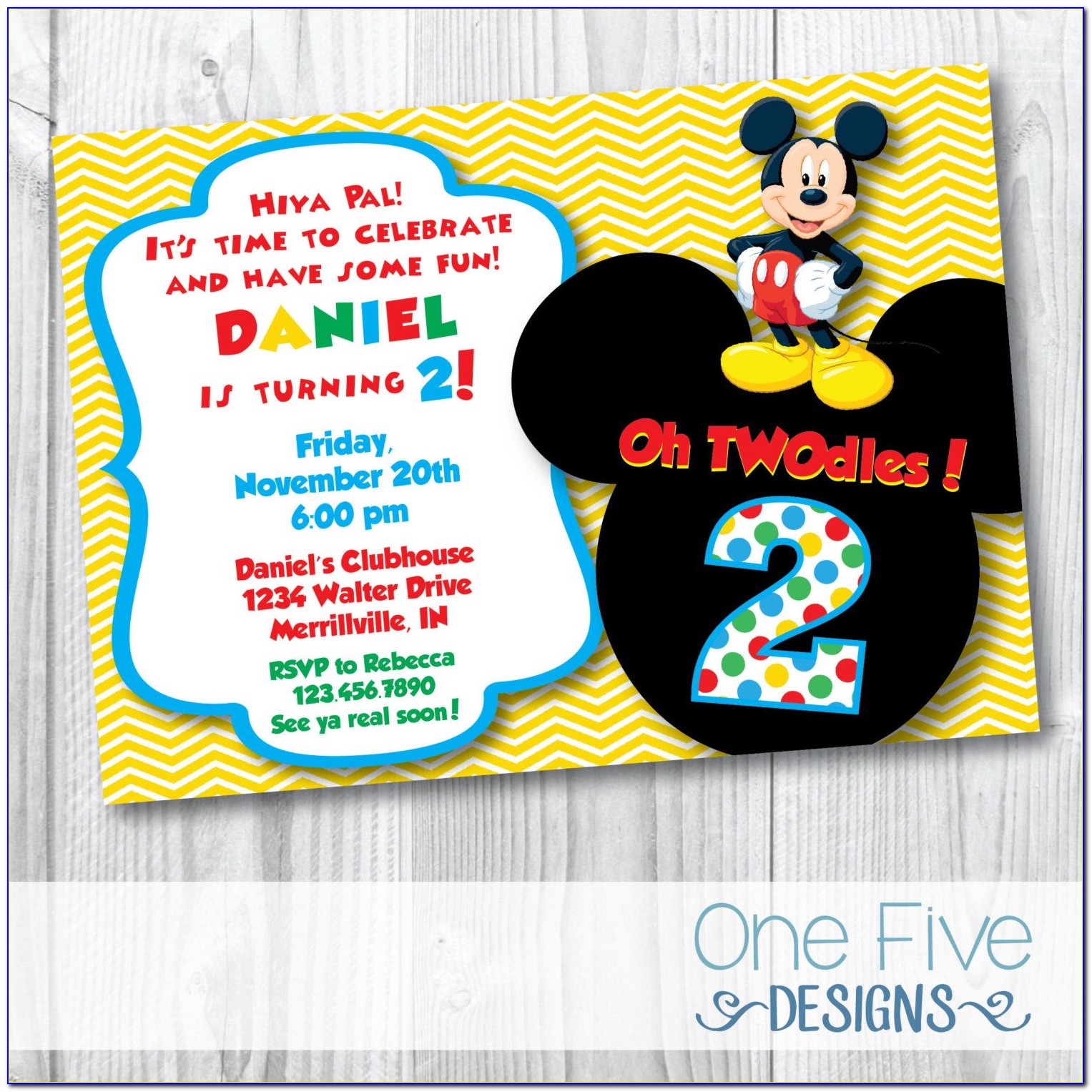 Mickey Mouse 2nd Birthday Invitation Template