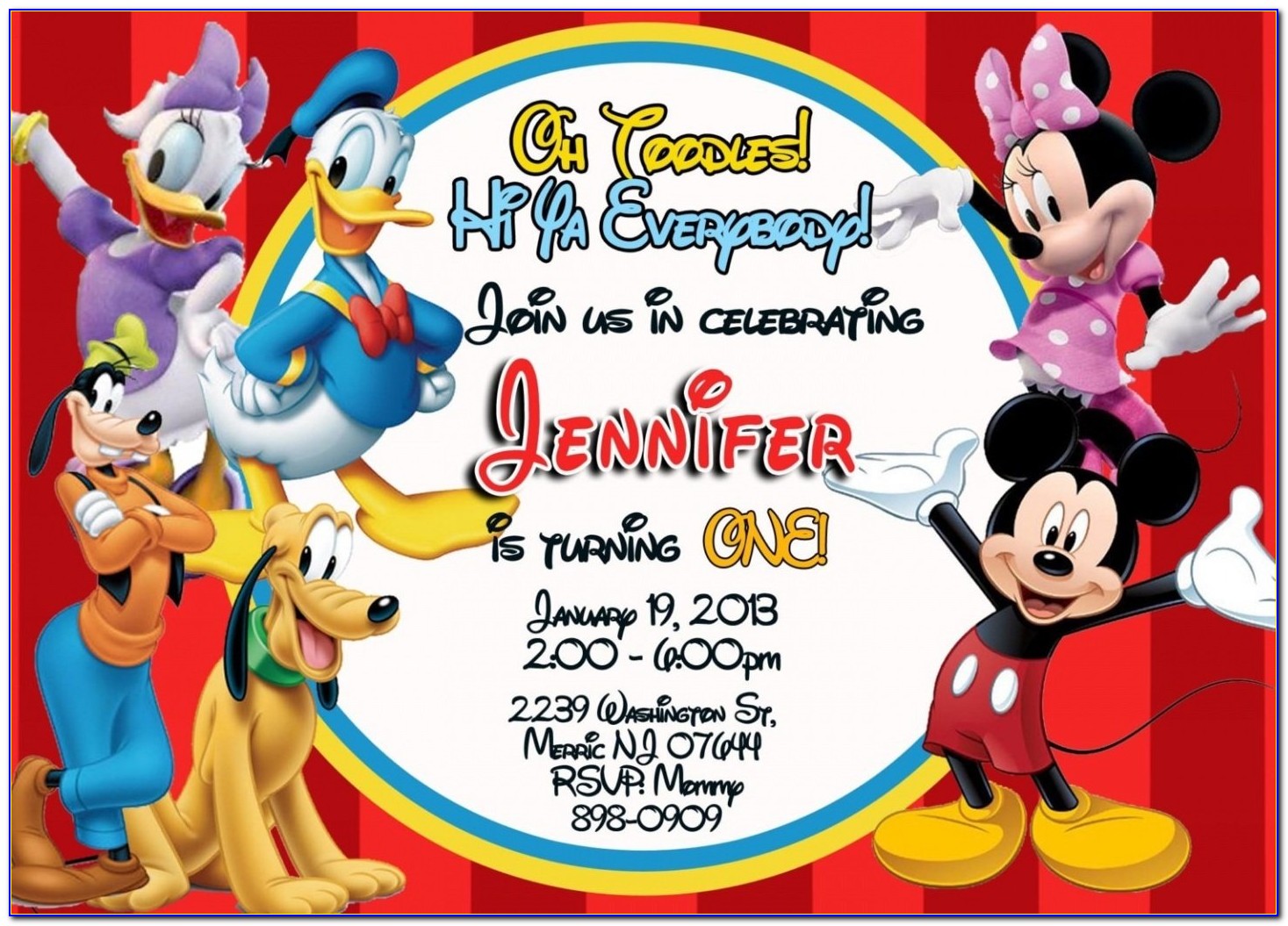 Mickey Mouse Clubhouse 2nd Birthday Invitations