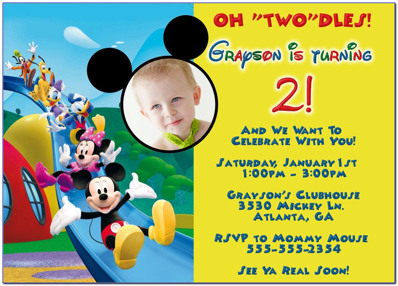 Mickey Mouse Clubhouse Birthday Invitations Personalized