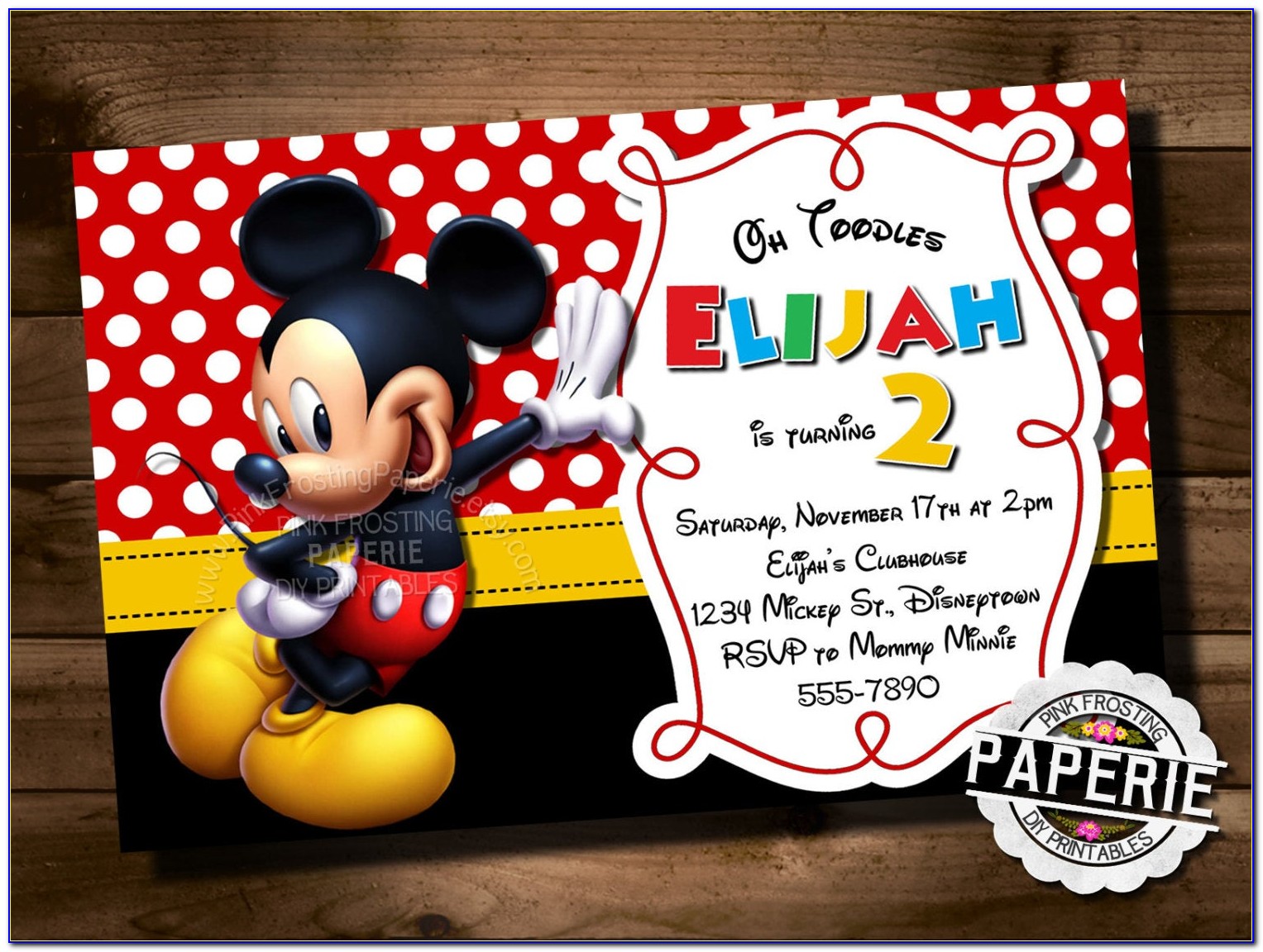 Mickey Mouse Custom Birthday Invitations