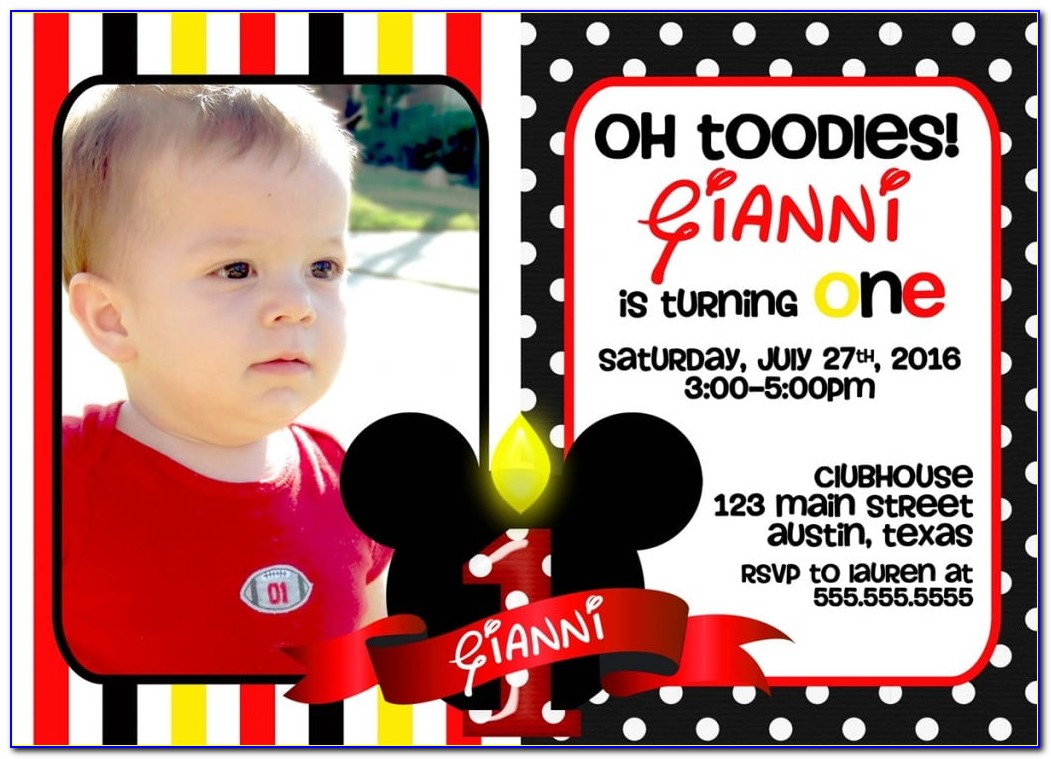 Mickey Mouse First Birthday Invitation Wording