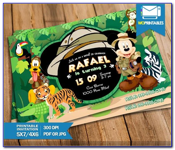 Mickey Mouse Safari Theme Invitations