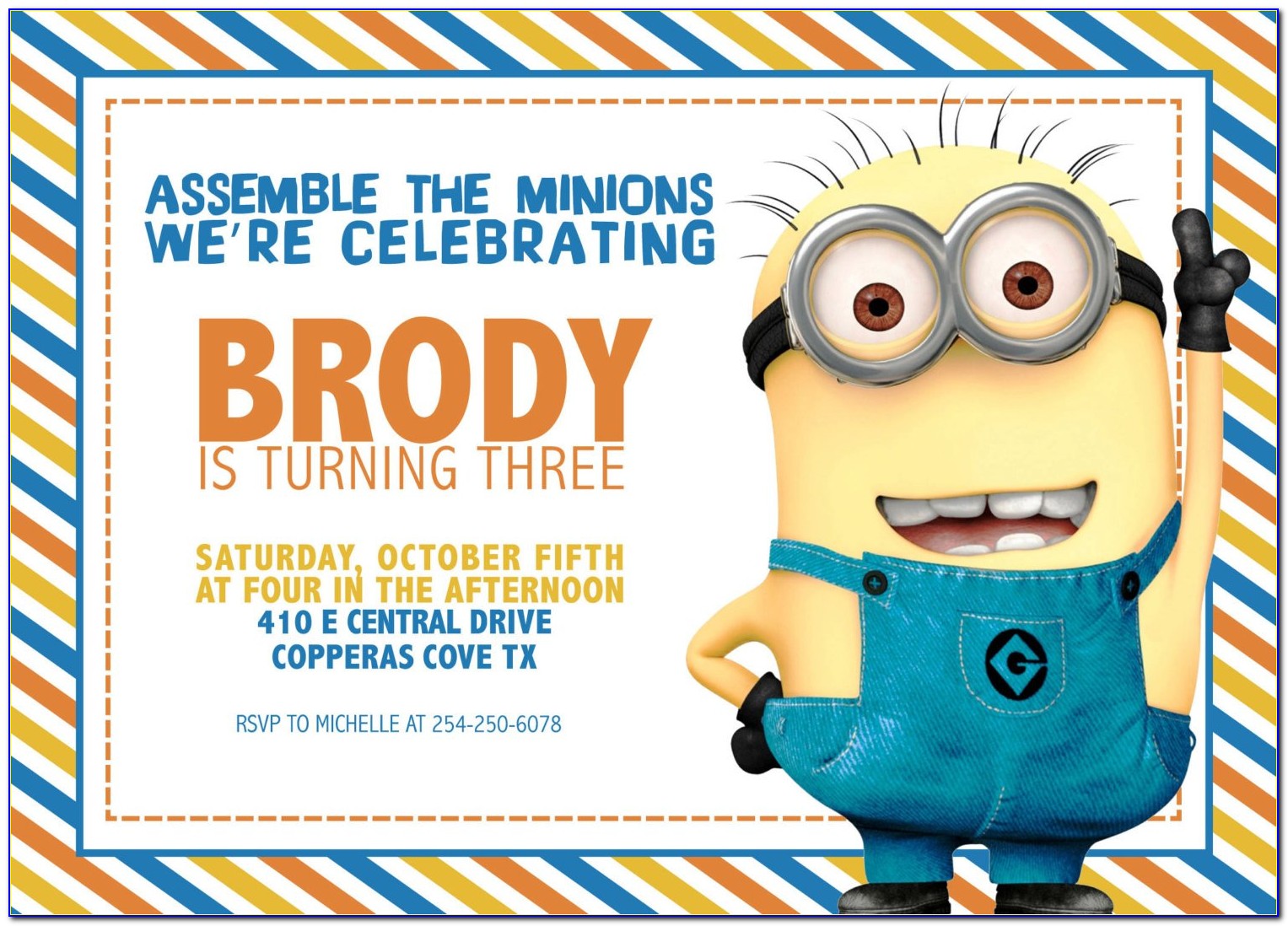 Minion Birthday Invitations Personalized