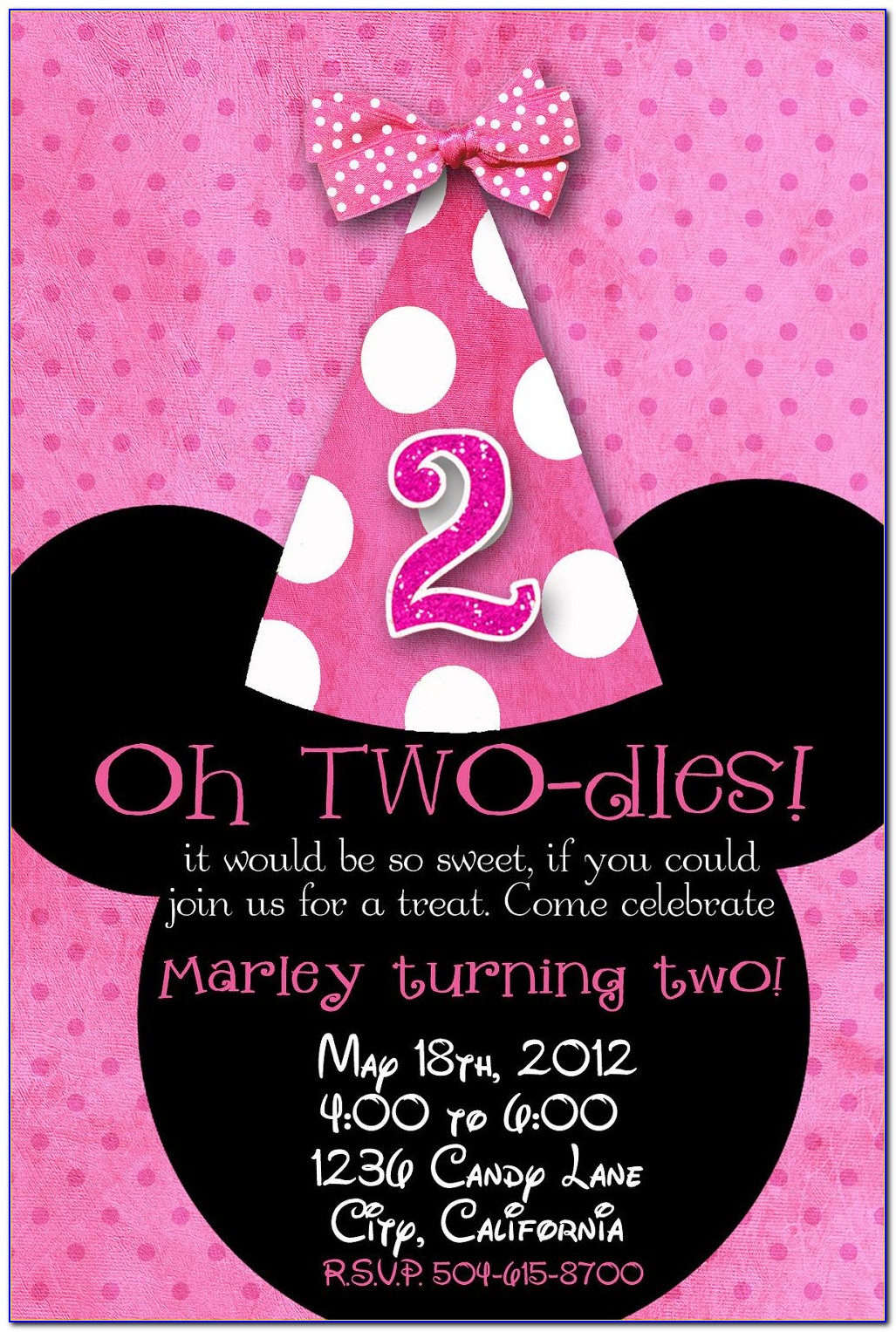 Minnie Mouse 2nd Birthday Party Invitations