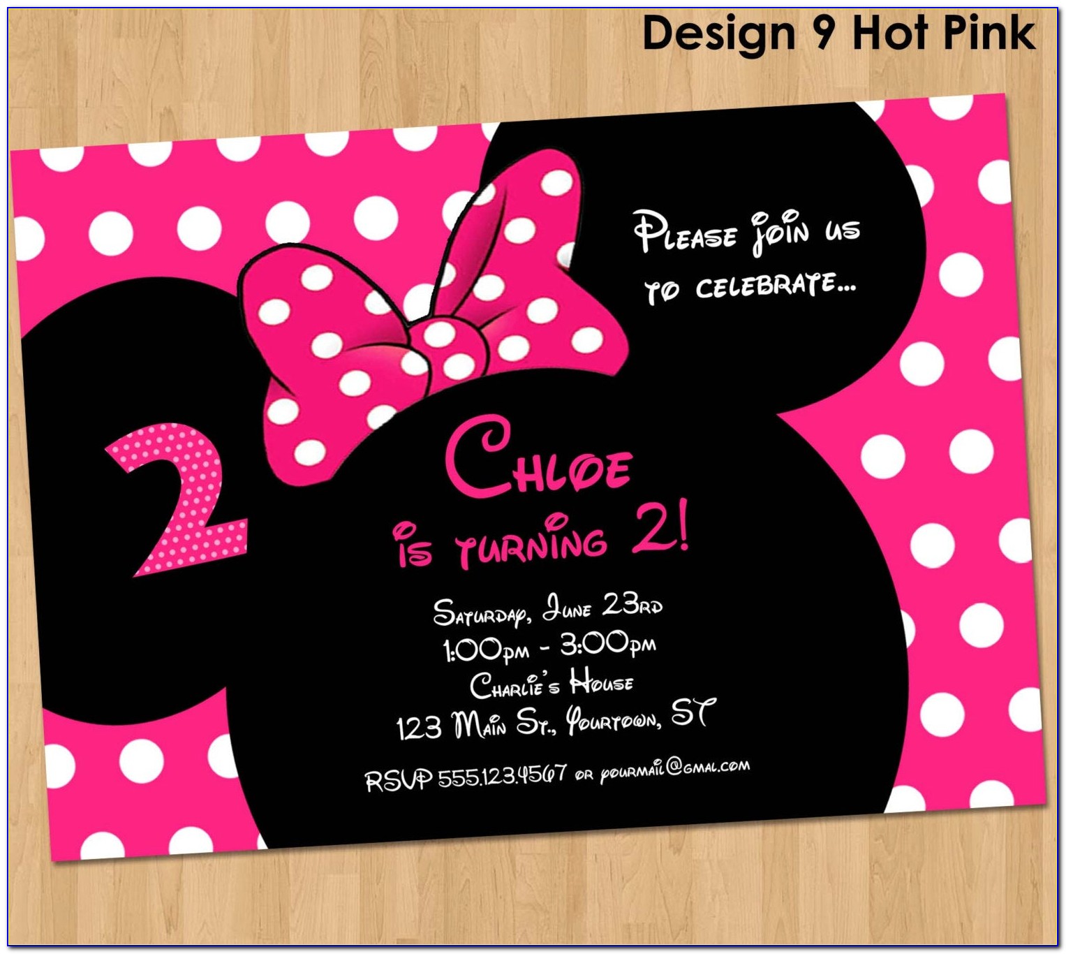 Minnie Mouse Birthday Invitations Pink And Gold