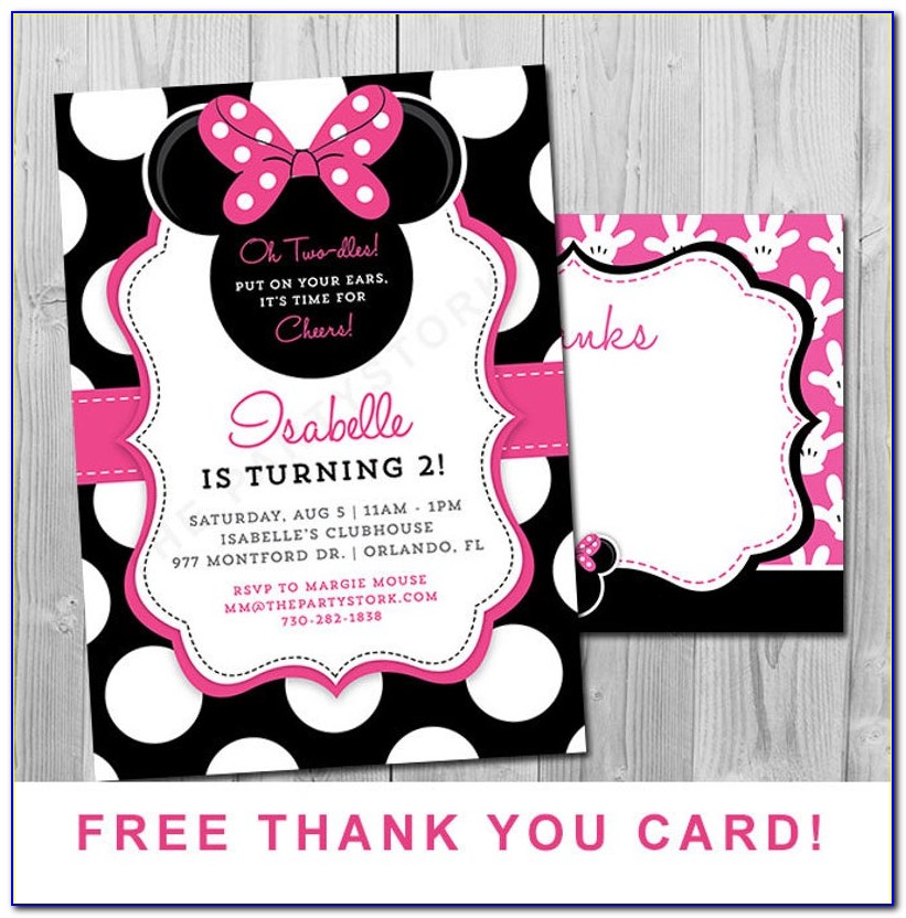 Minnie Mouse First Birthday Party Invitations