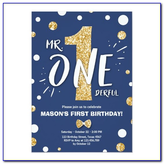 Mr Onederful Invitations Blue