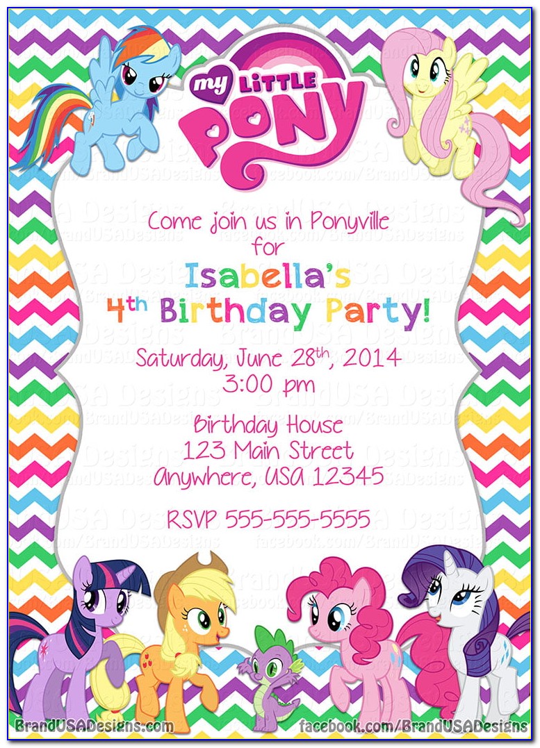 My Little Pony Birthday Invitations Personalized Free